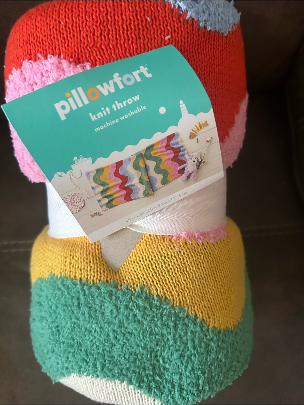Pillowfort Knit Throw Blanket - Yellow, Green, Pink, Red, Cream